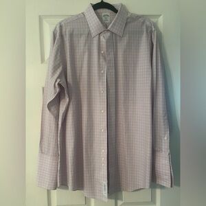 Brooks Brothers Slim Fit Cuff Link Non Iron Plaid Dress Shirt 16 1/2 - 33